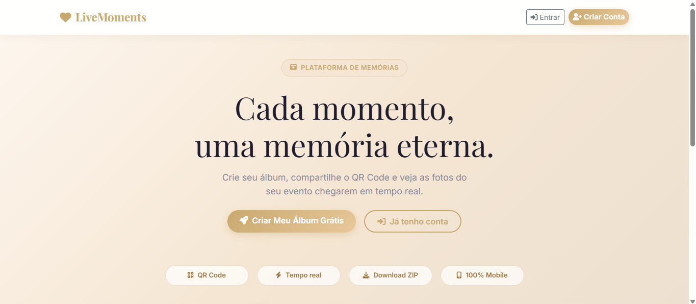 LiveMoments - Landing Page