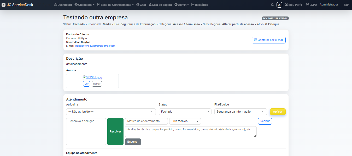 JC Service Desk - Admin Panel